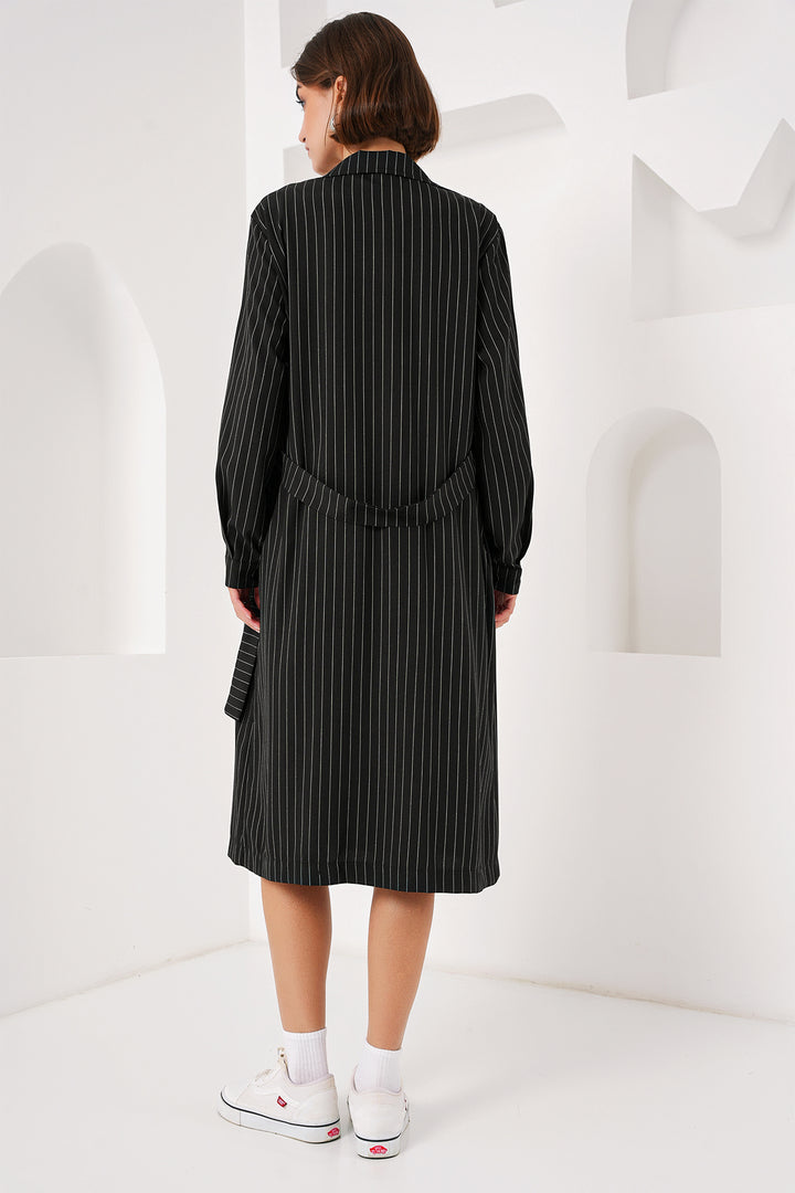 BGD Women Double-Breasted Trench Coat - Black - Avondale