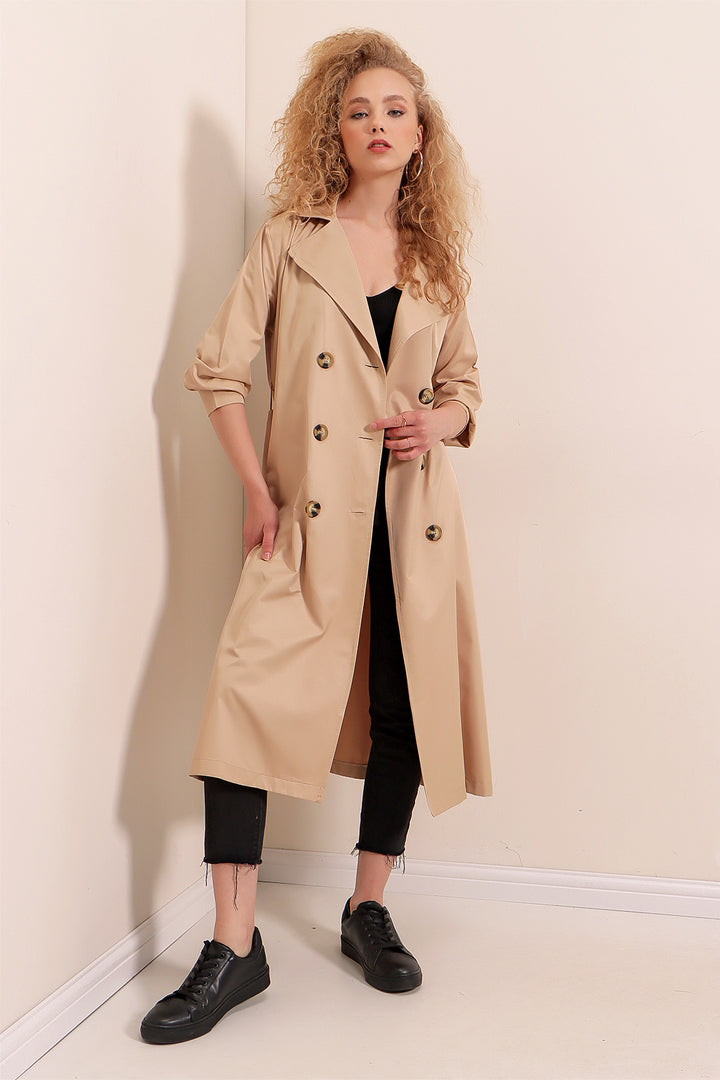 BGD Women Double-Breasted Trench Coat - Mink - Panevėžys