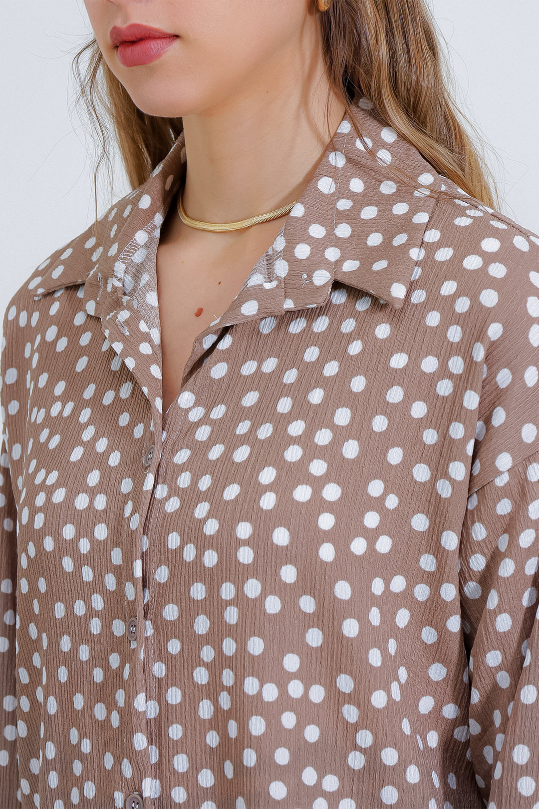 BGD Women Woman Polka Dot Beige Ecru Knitted Two Piece Set 5858 - Avondale