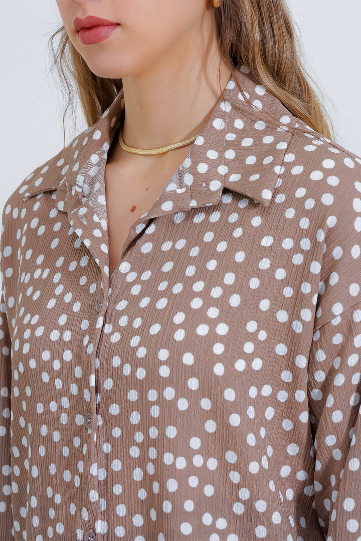 BGD Women Woman Polka Dot Beige Ecru Knitted Two Piece Set 5858 - Avondale