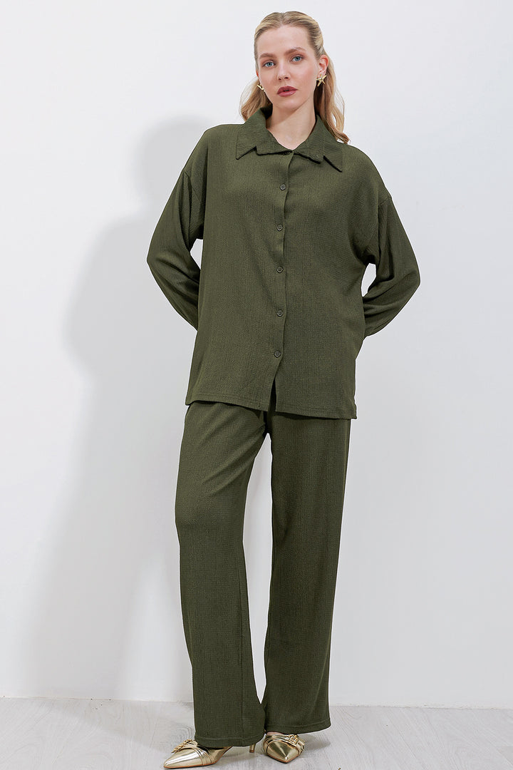 BGD Women Knitted Two-Piece Set - Khaki - Kirkcaldy