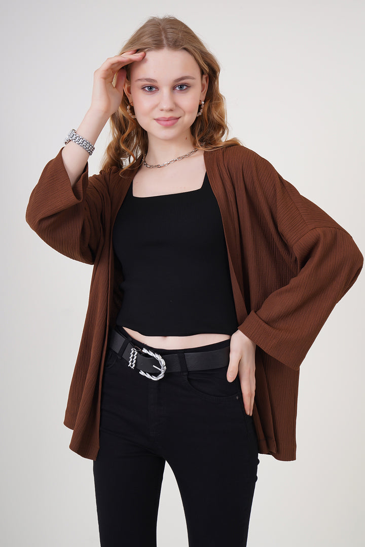 BGD Women Knitted Kimono - Brown - Avondale