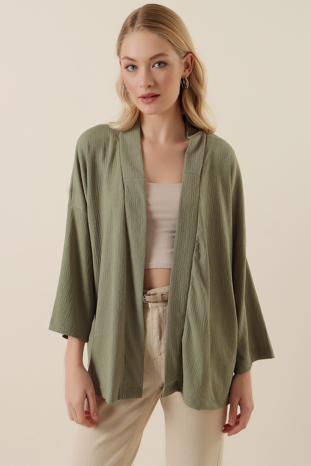 BGD Women Knitted Kimono - Green Plum - Riviera Beach