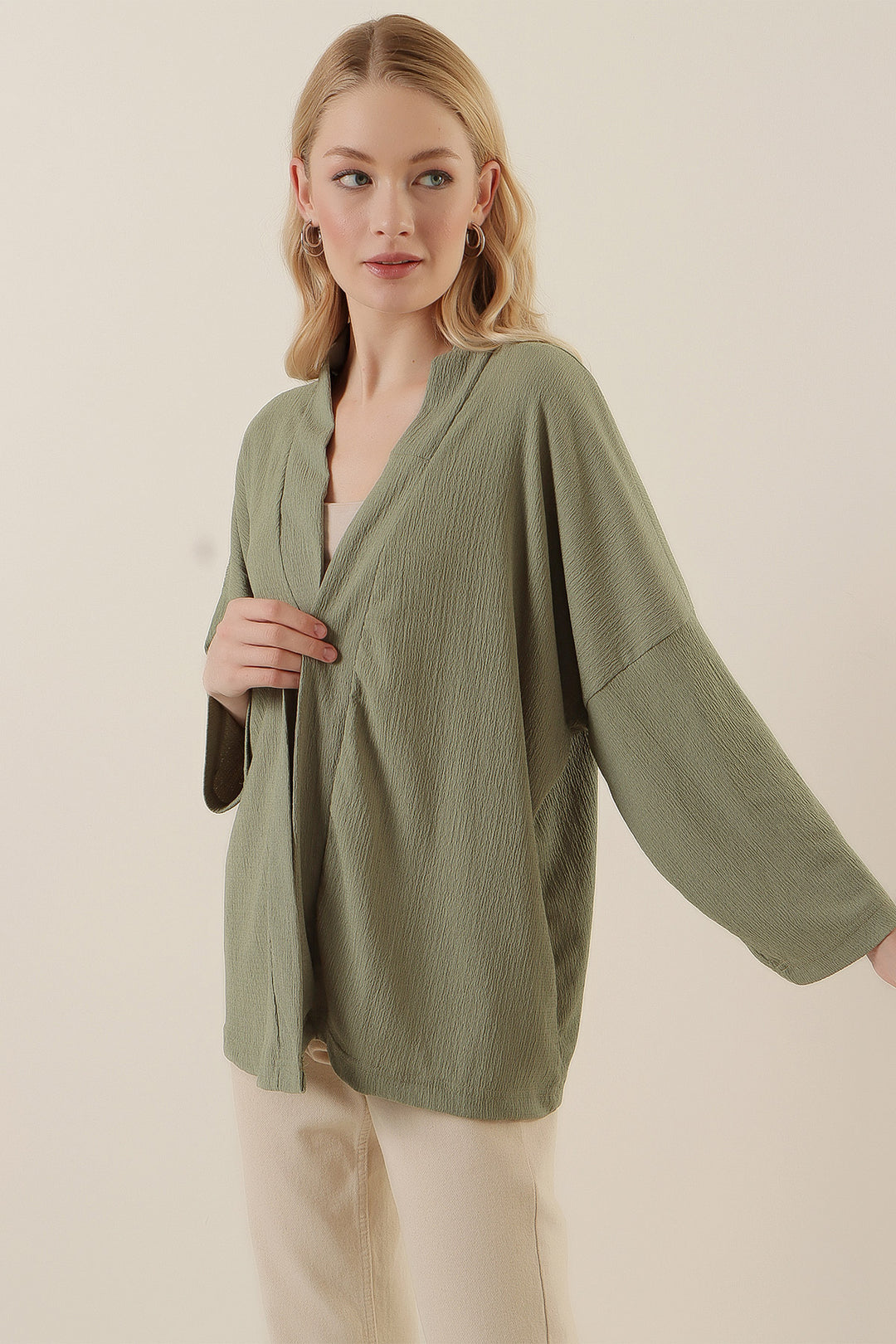 BGD Women Knitted Kimono - Green Plum - Riviera Beach