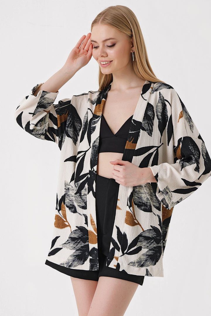 BGD Women Knitted Kimono - Dark Black - Avondale