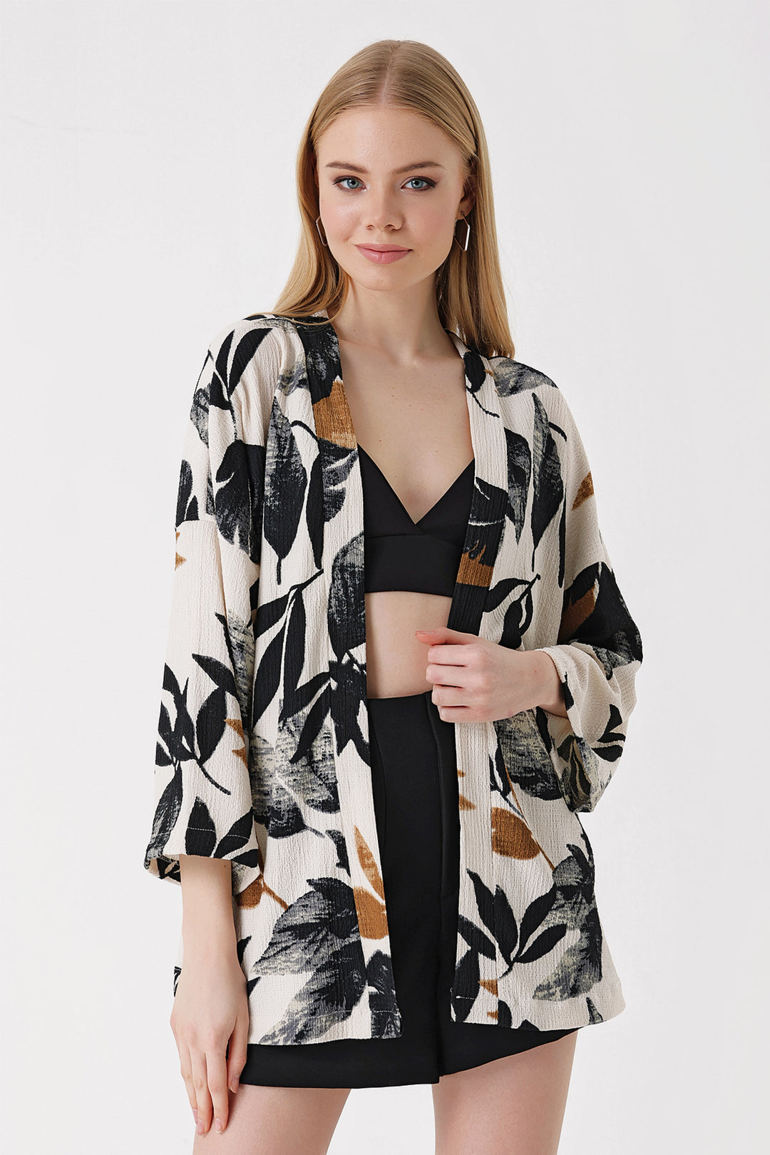 BGD Women Knitted Kimono - Dark Black - Avondale
