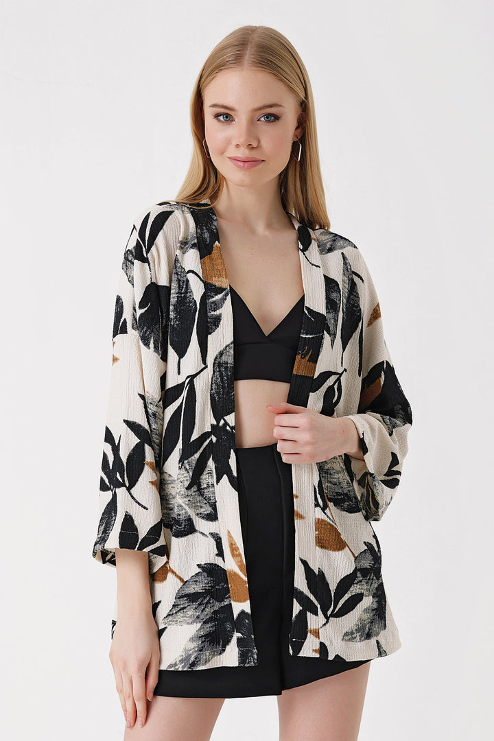 BGD Women Knitted Kimono - Dark Black - Avondale