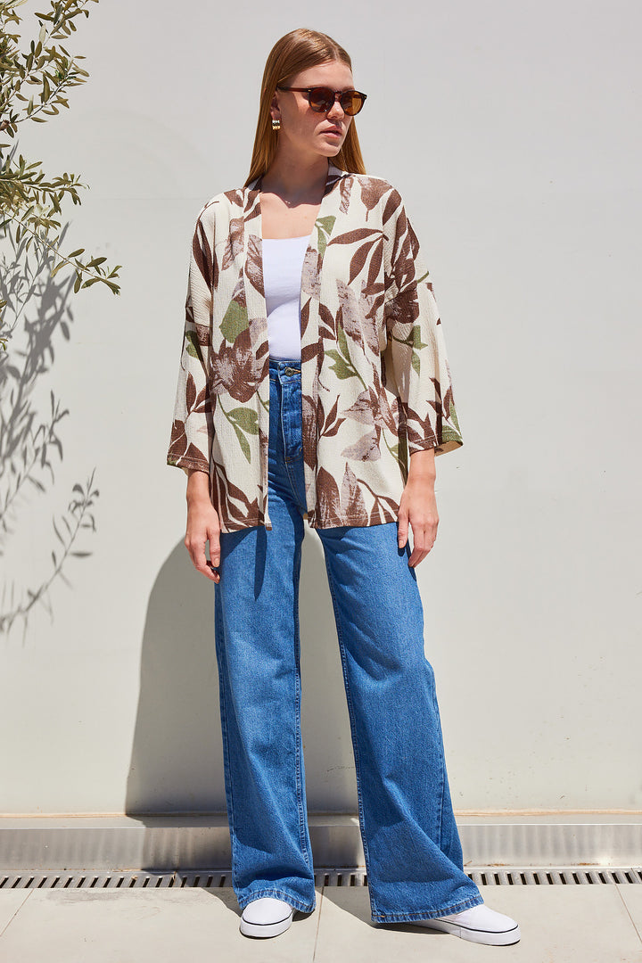 BGD Women Knitted Kimono - Khaki - Avondale