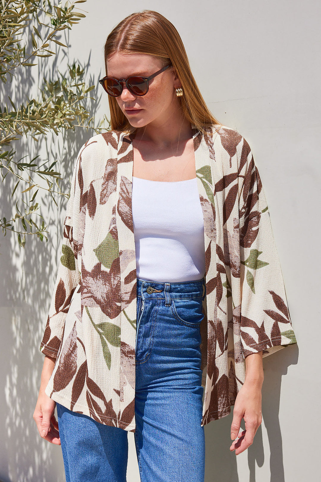 BGD Women Knitted Kimono - Khaki - Avondale