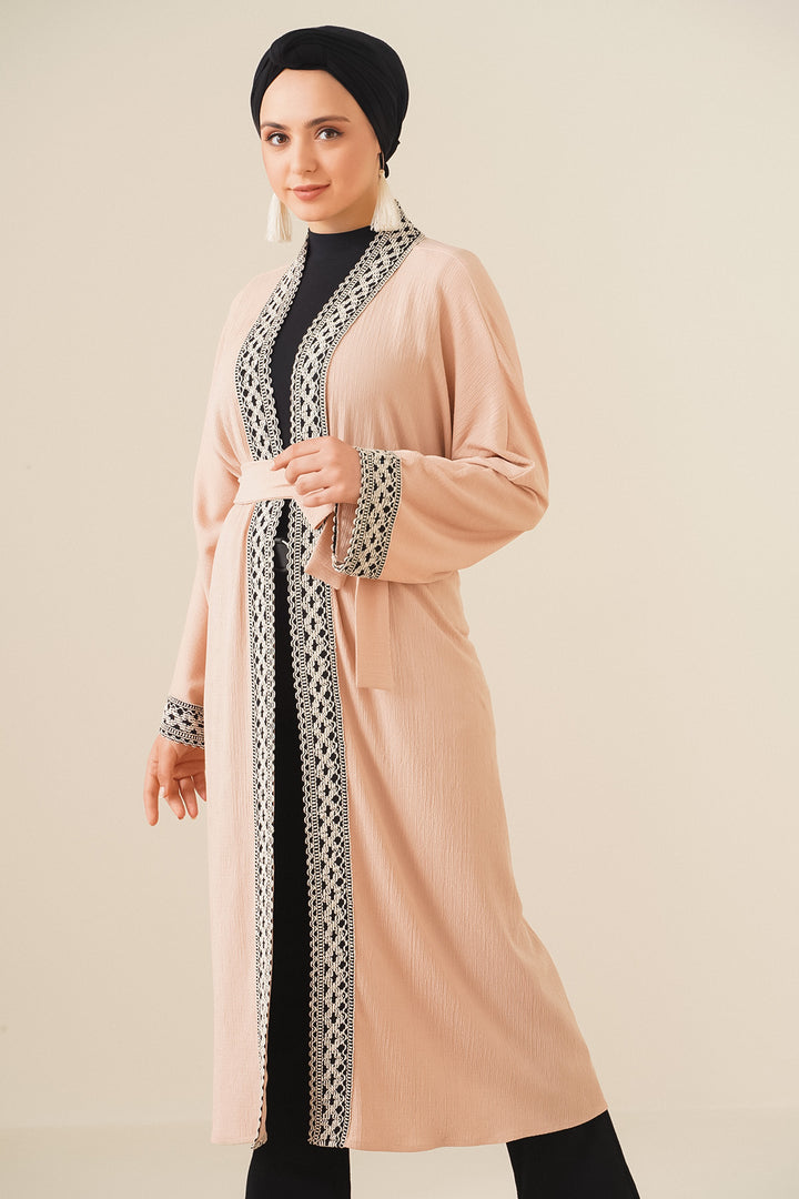 BGD Women Embroidered Knitted Long Kimono - Biscuit - Darmstadt