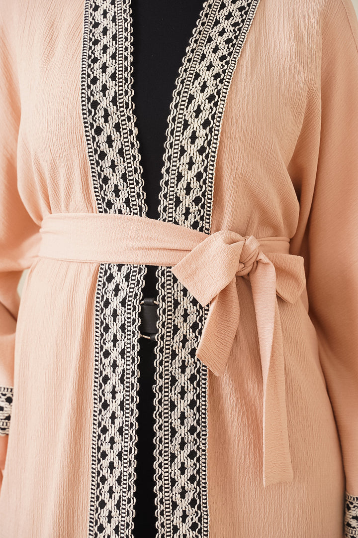 BGD Women Embroidered Knitted Long Kimono - Biscuit - Darmstadt
