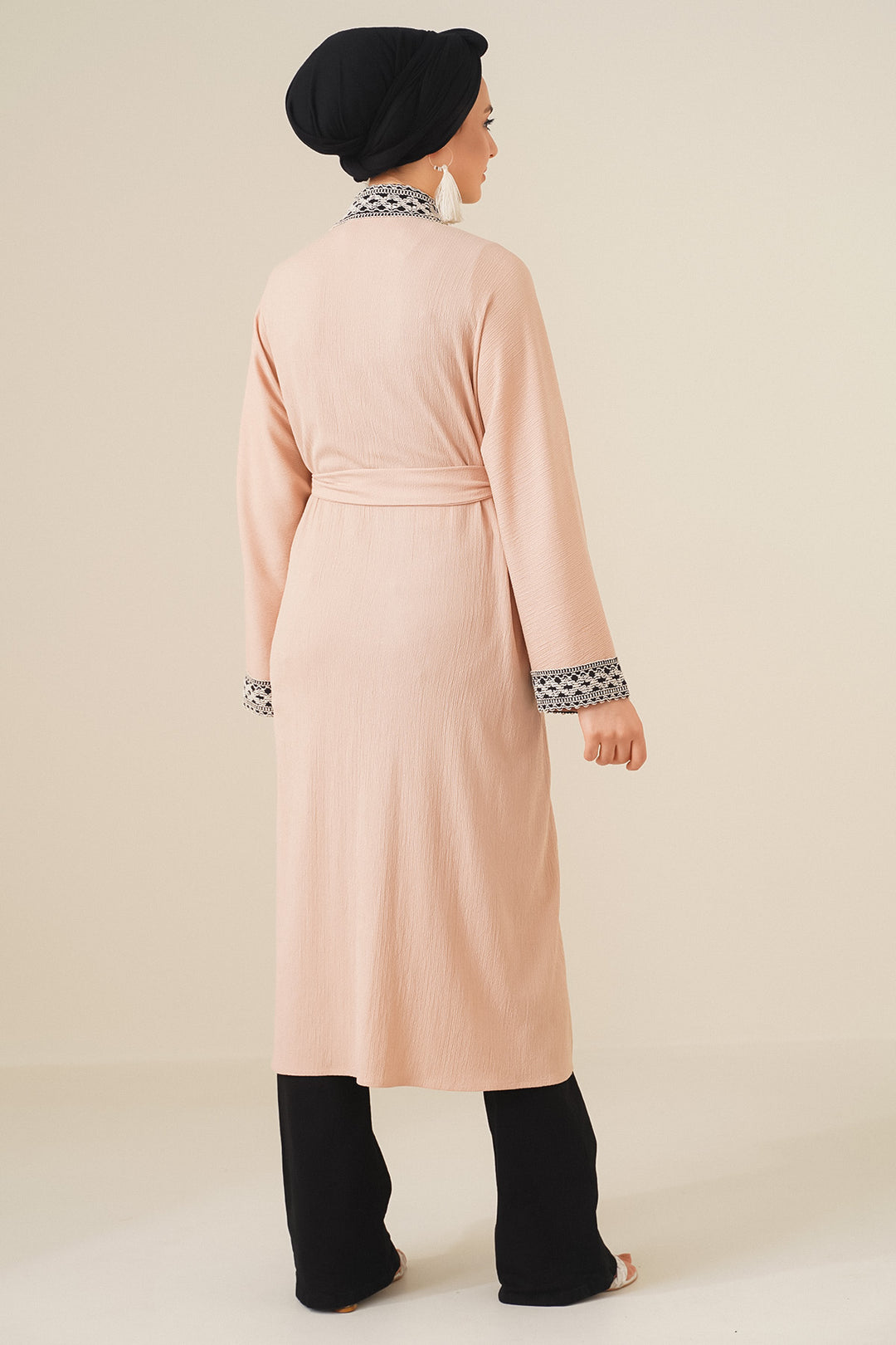 BGD Women Embroidered Knitted Long Kimono - Biscuit - Darmstadt