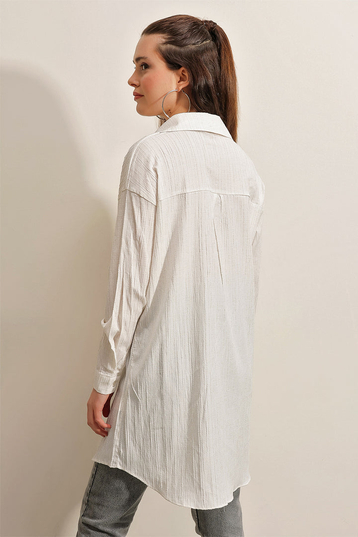 BGD Women Woven Long Shirt - White - Avondale