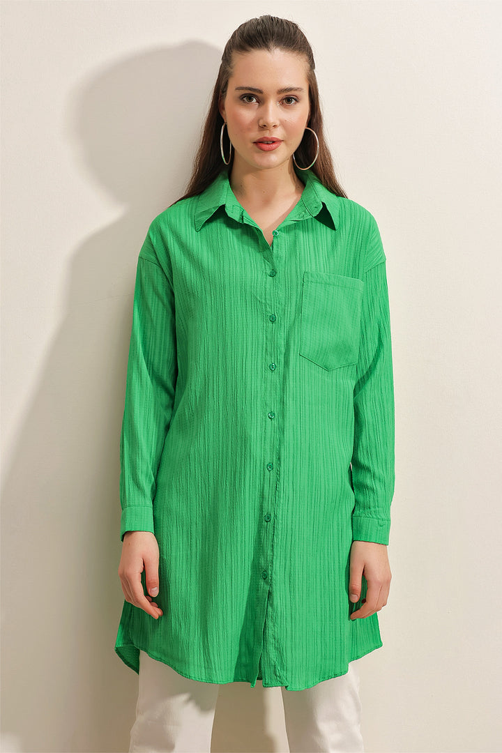 BGD Women Woven Long Shirt - Green - Avondale
