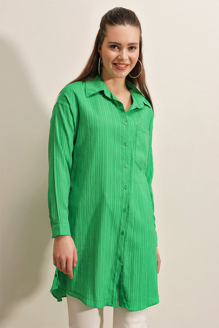 BGD Women Woven Long Shirt - Green - Avondale