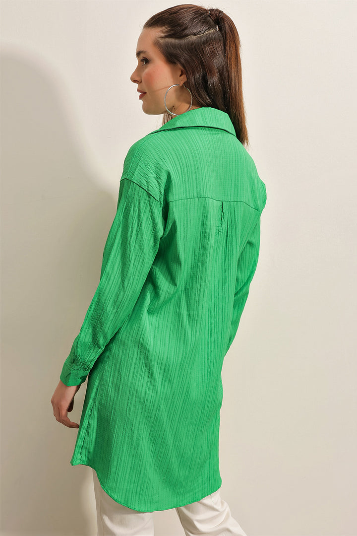 BGD Women Woven Long Shirt - Green - Avondale