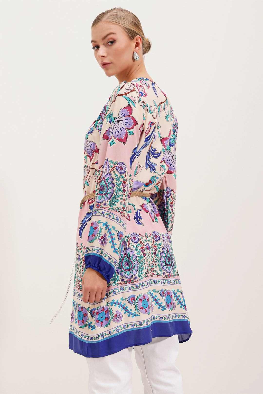 BGD Women Belted Patterned Dress - Purple - Avondale