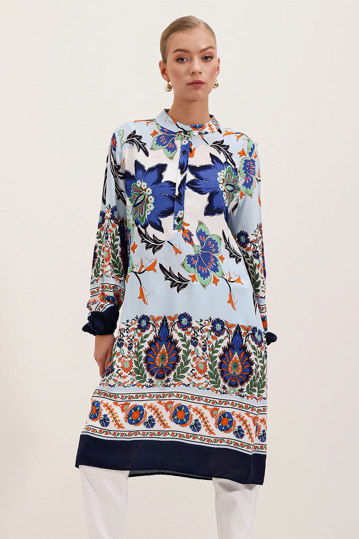 BGD Women Patterned Viscose Dress - Navy Blue - Avondale