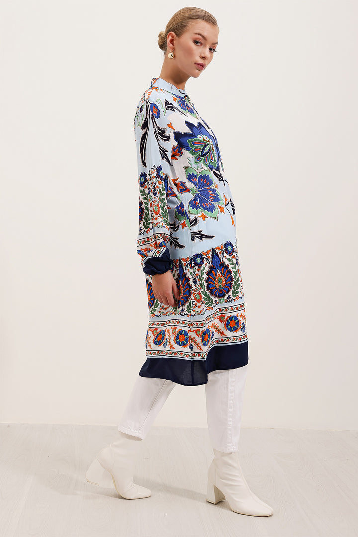BGD Women Patterned Viscose Dress - Navy Blue - Avondale