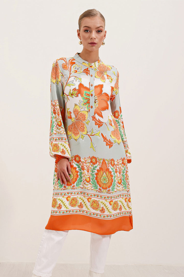 BGD Women Patterned Viscose Dress - Orange - Avondale