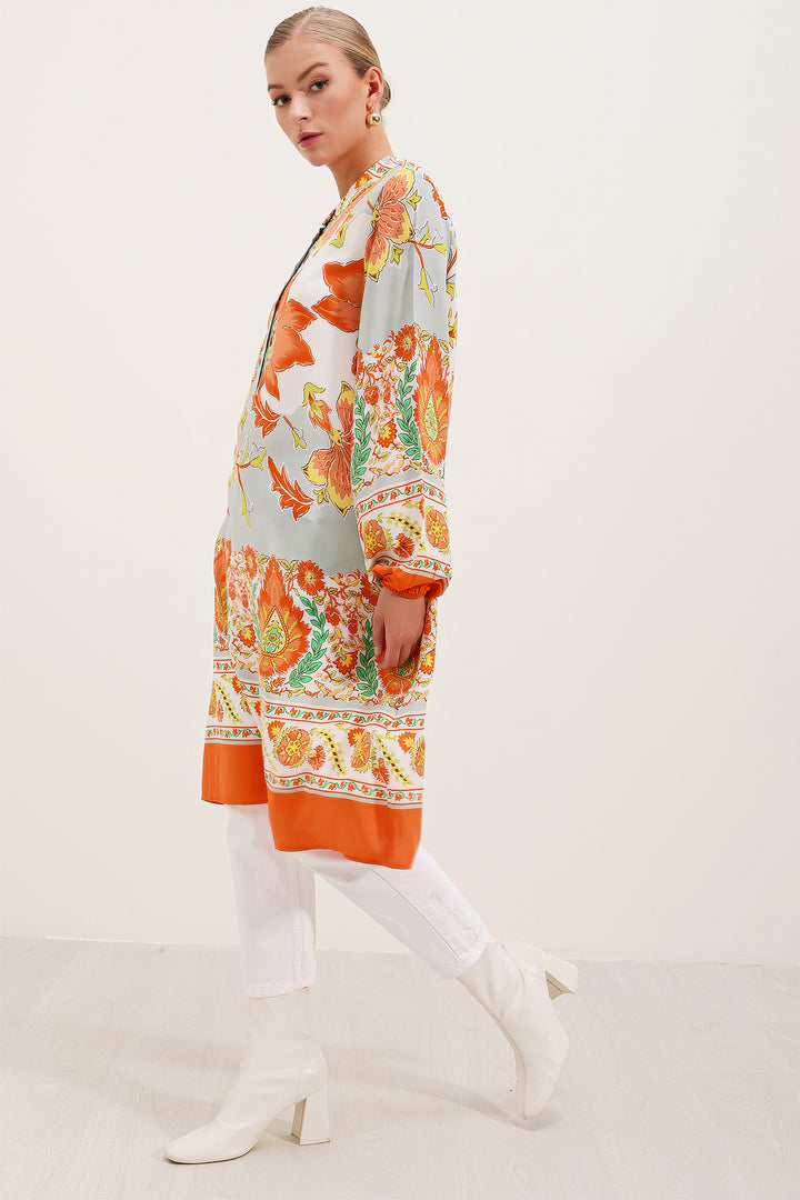 BGD Women Patterned Viscose Dress - Orange - Avondale
