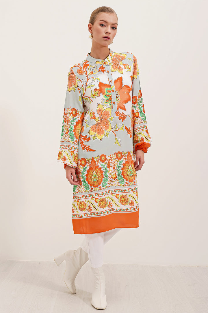 BGD Women Patterned Viscose Dress - Orange - Avondale