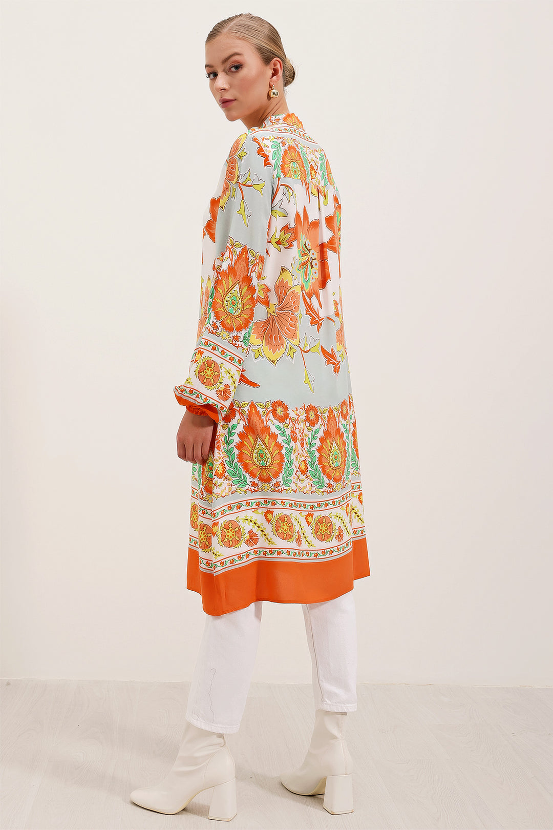 BGD Women Patterned Viscose Dress - Orange - Avondale
