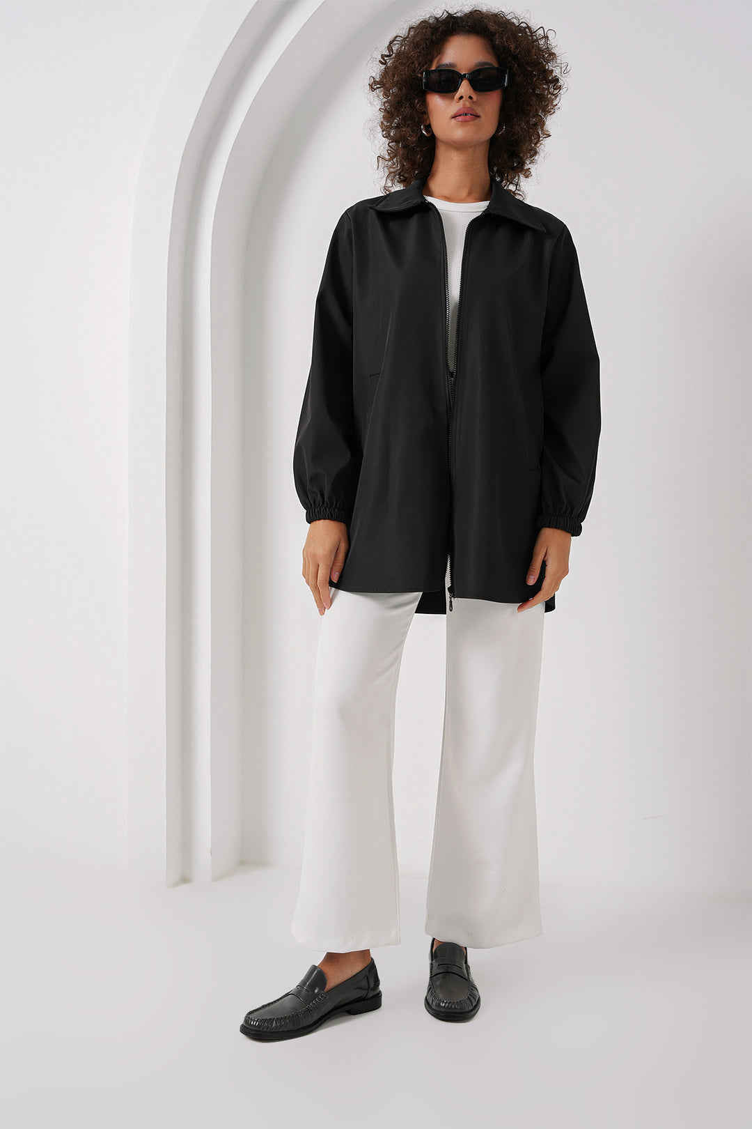 BGD Women Two-Tone Seasonal Trench Coat - Dark Black - Sarcelles