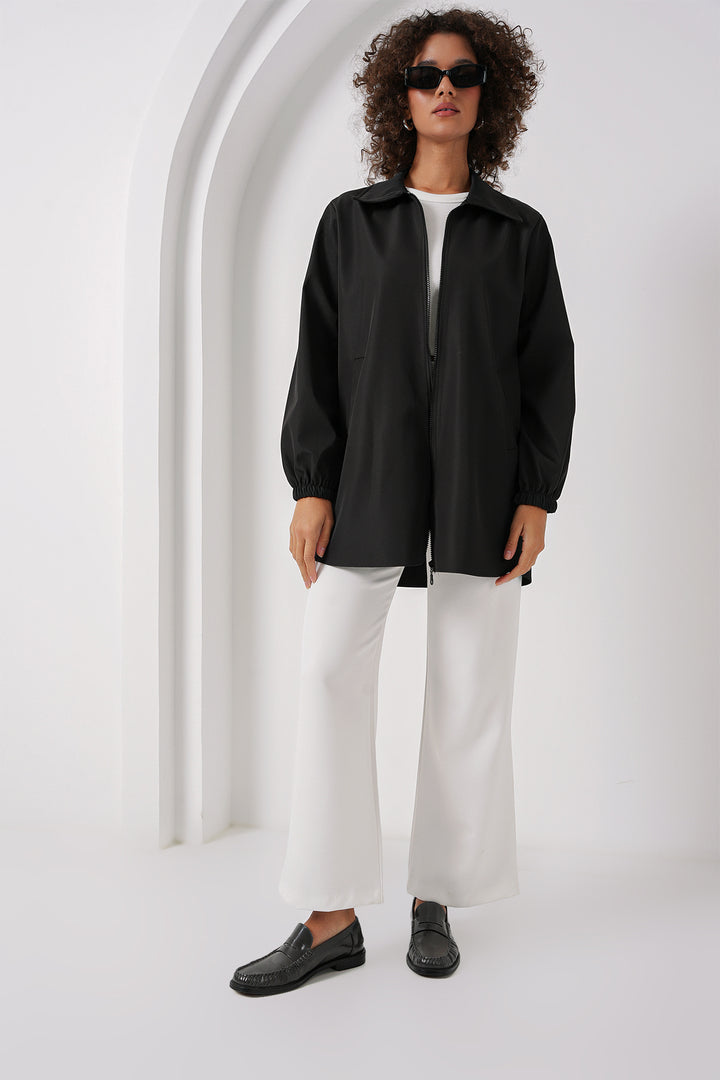 BGD Women Two-Tone Seasonal Trench Coat - Dark Black - Sarcelles