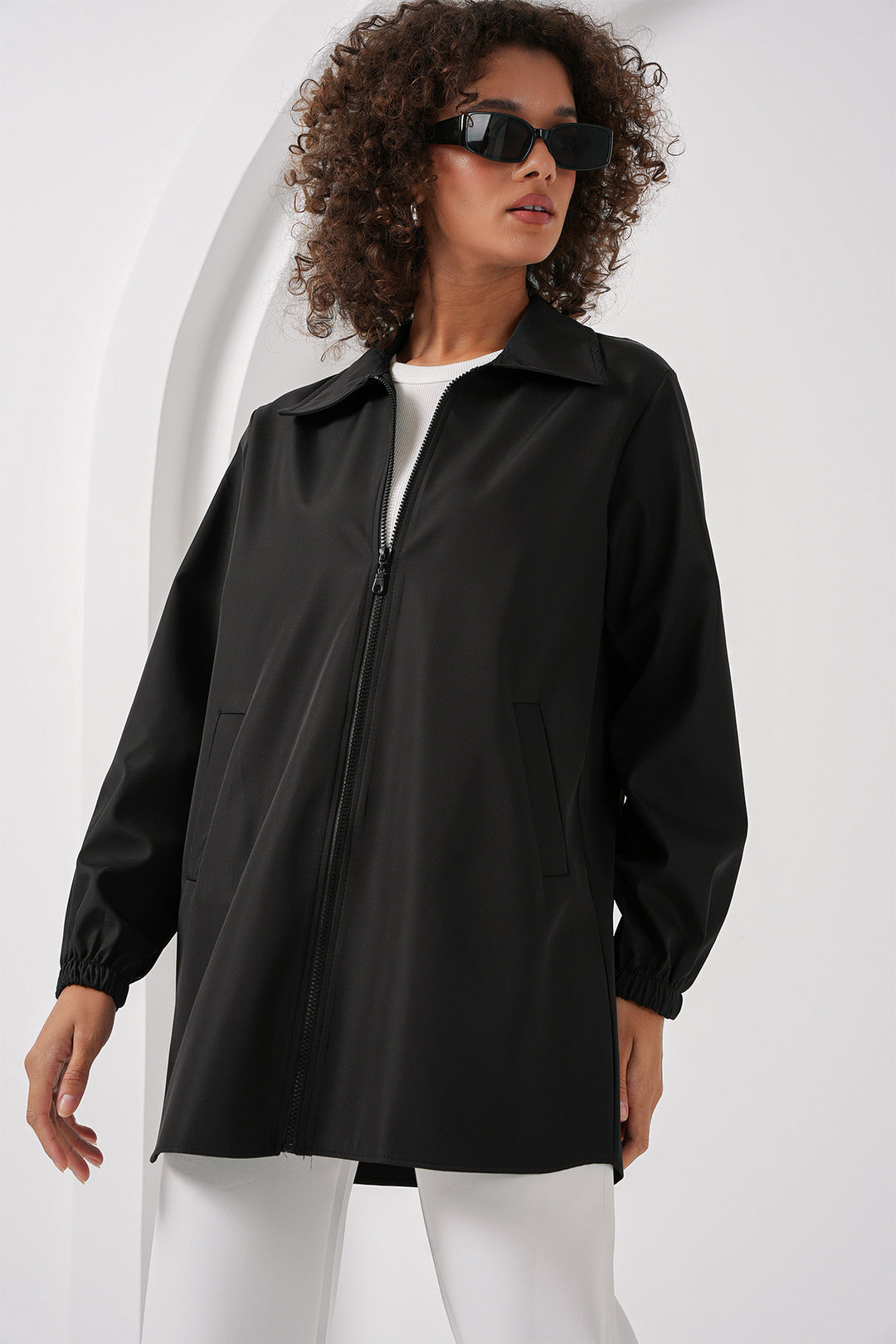 BGD Women Two-Tone Seasonal Trench Coat - Dark Black - Sarcelles