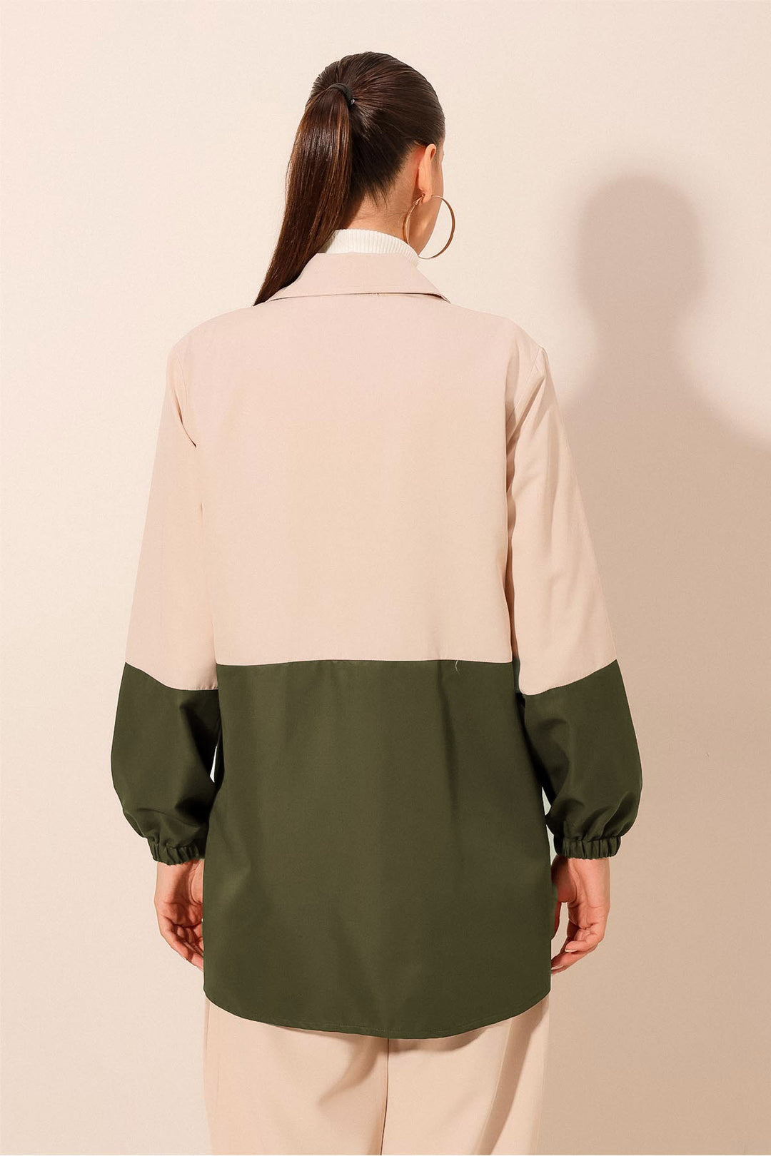 BGD Women Çift Renkli Mevsimlik Trençkot - Haki - Colton