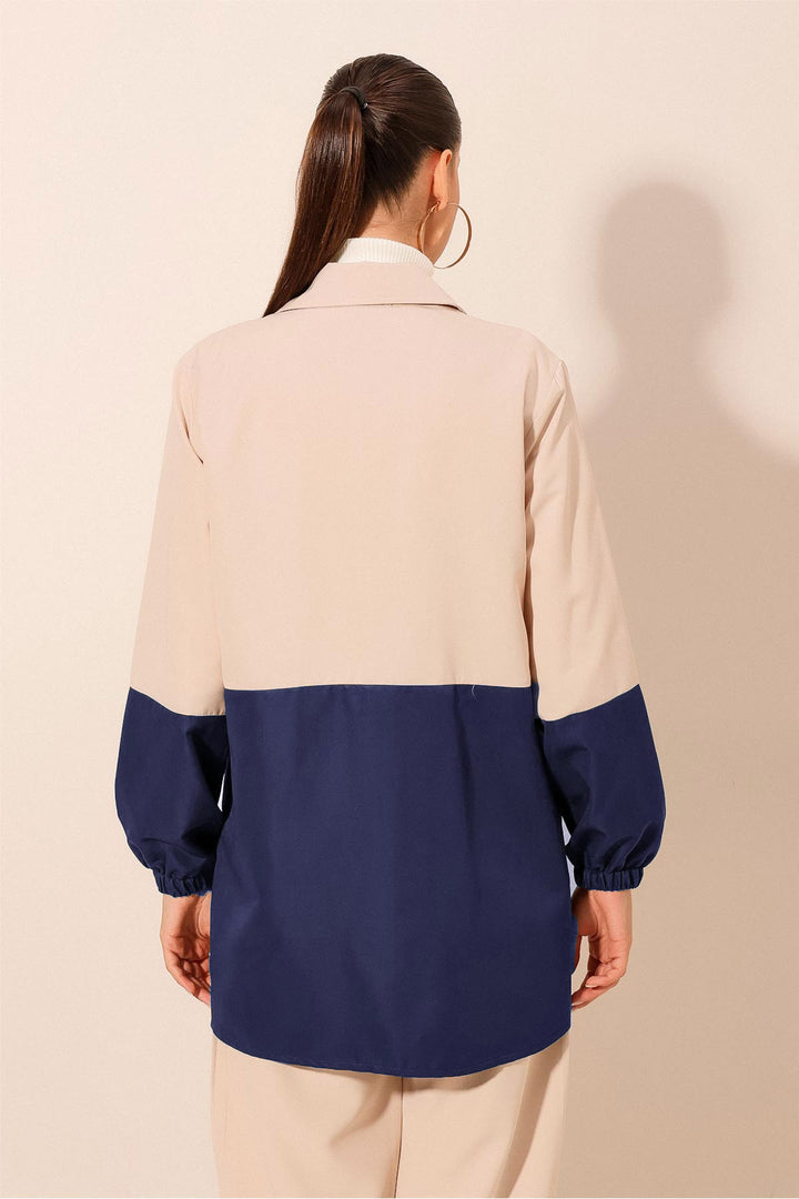 BGD Women Çift Renkli Mevsimlik Trençkot - Lacivert - New Britain