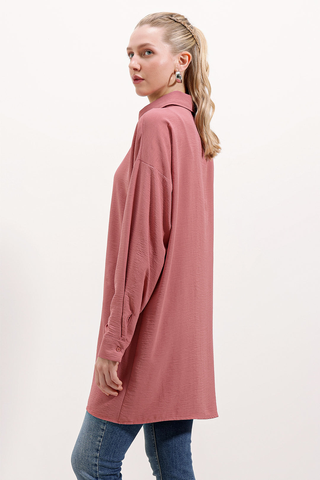 BGD Women Zippered Oversized Tunic - Rose Pink - Avondale