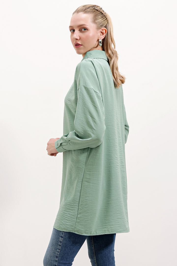BGD Women Zippered Oversize Tunic - Water Green - Avondale