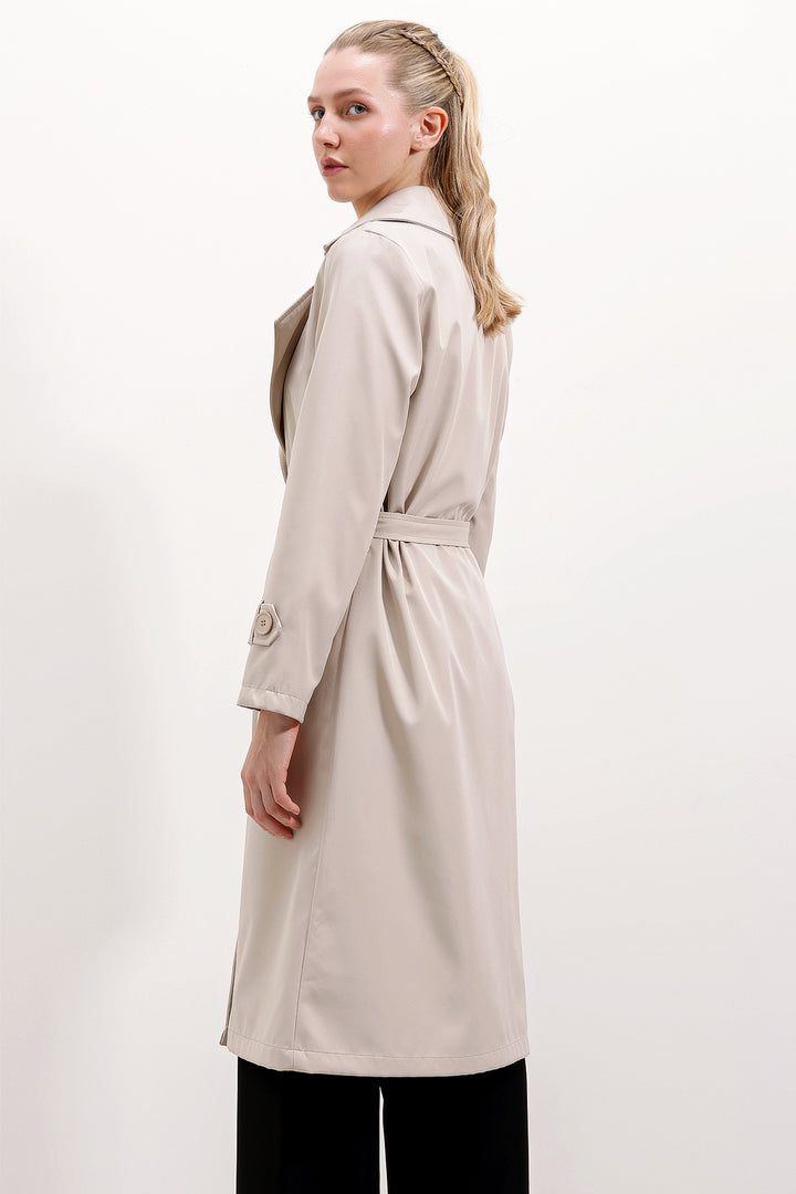 BGD Women Double-Breasted Trench Coat - Beige - Avondale