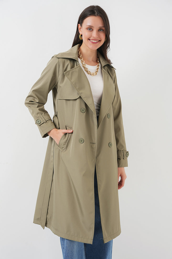BGD Women Double-Breasted Trench Coat - Chartreuse - Appleton