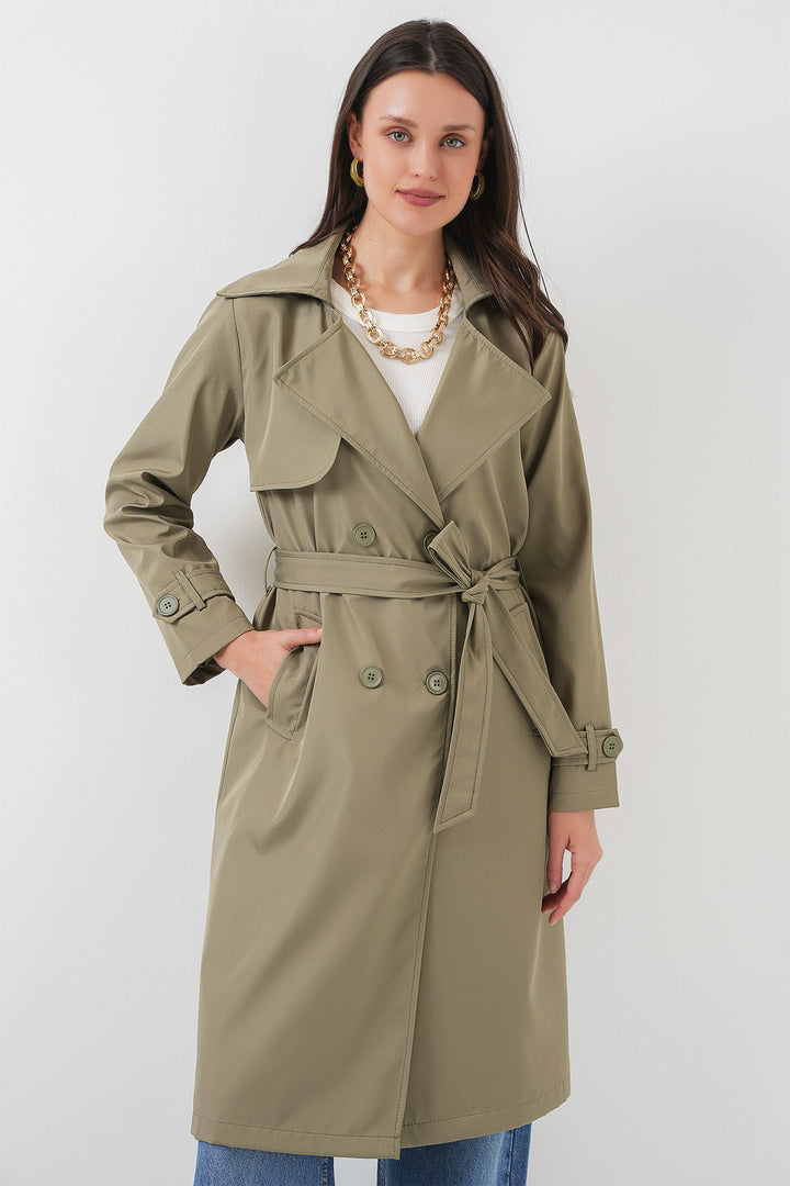 BGD Women Double-Breasted Trench Coat - Chartreuse - Appleton