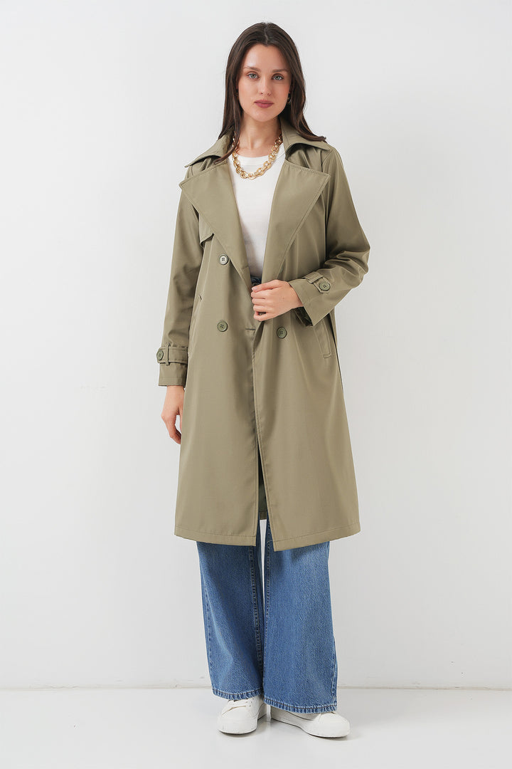 BGD Women Double-Breasted Trench Coat - Chartreuse - Appleton