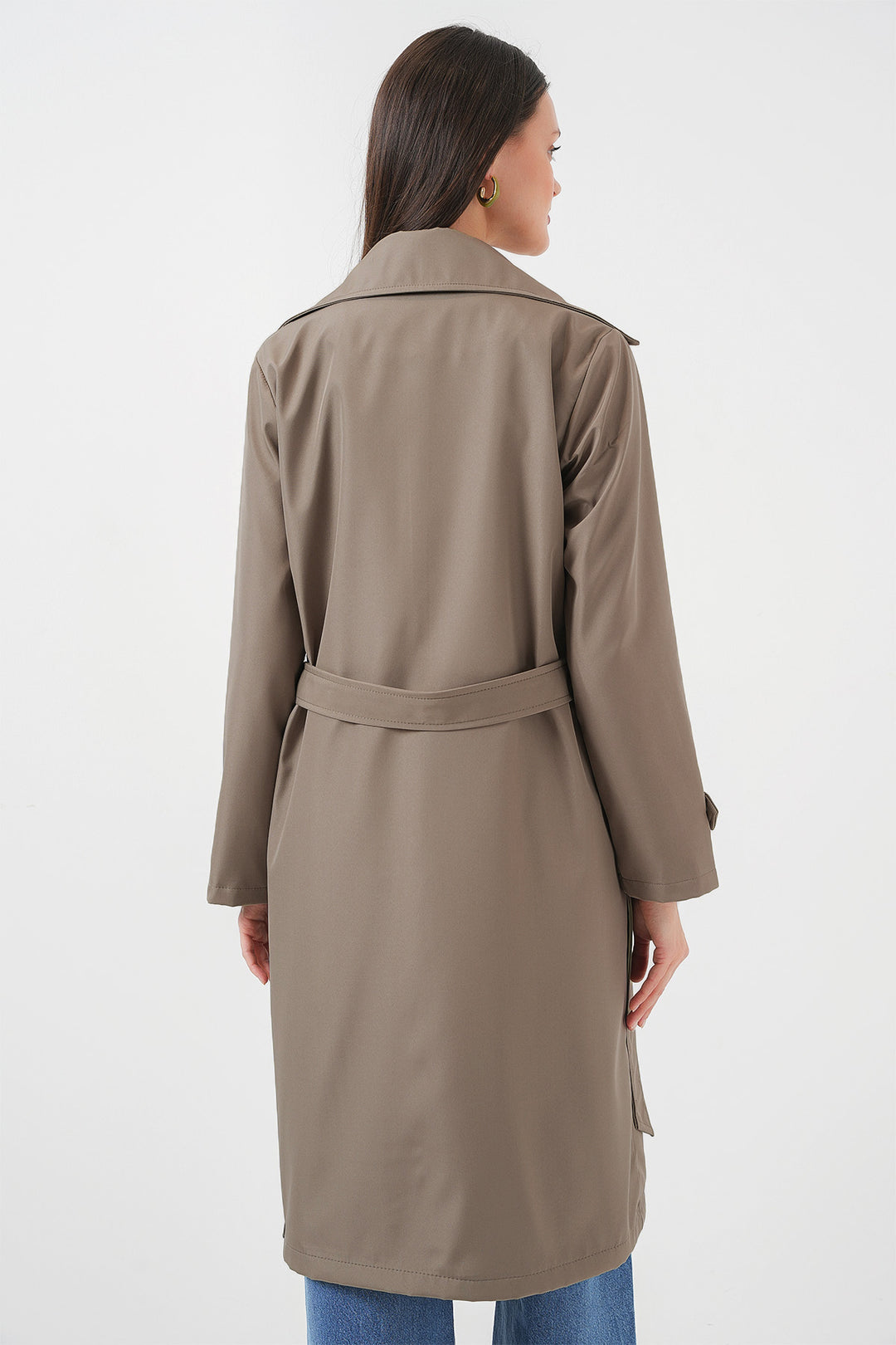 BGD Women Double-Breasted Trench Coat - Dark Khaki - Lecco