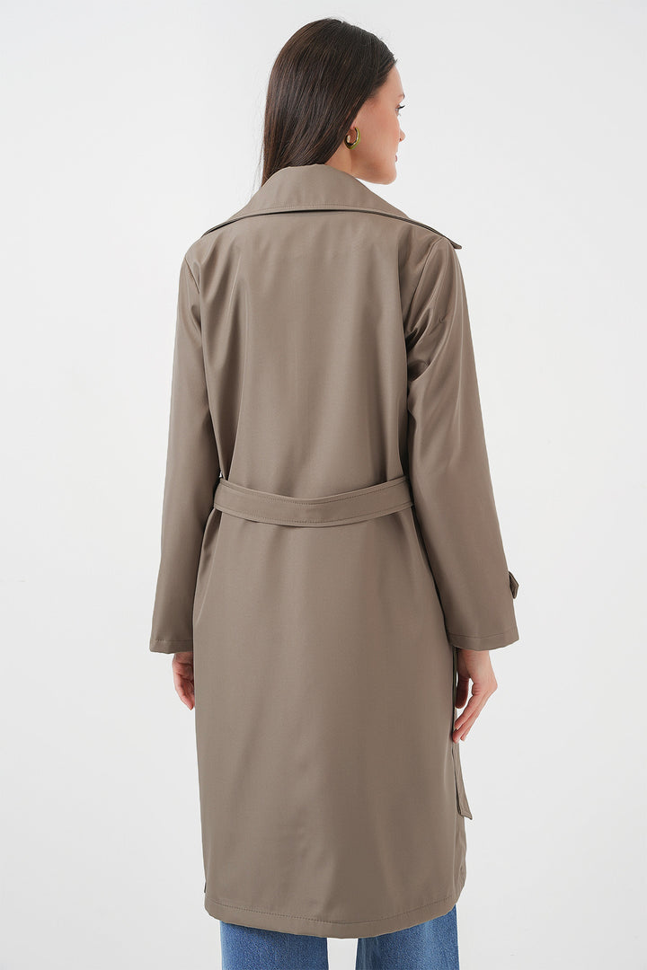BGD Women Double-Breasted Trench Coat - Dark Khaki - Lecco