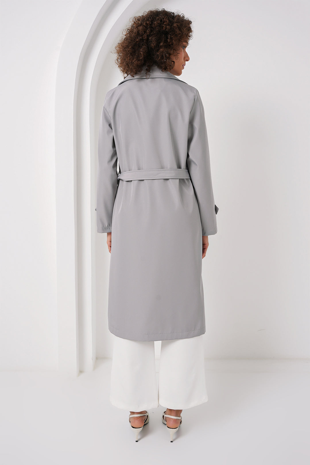 BGD Women Double-Breasted Trench Coat - Gray - Horishni Plavni