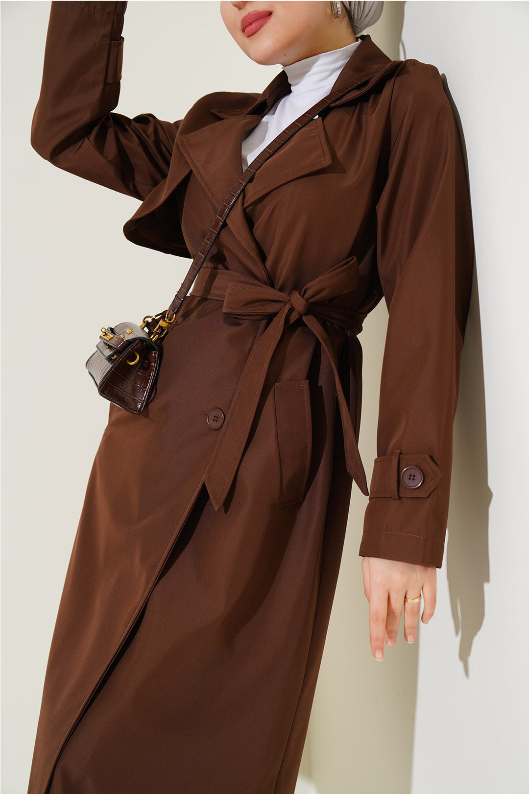 BGD Women Double-Breasted Trench Coat - Brown - Orpington