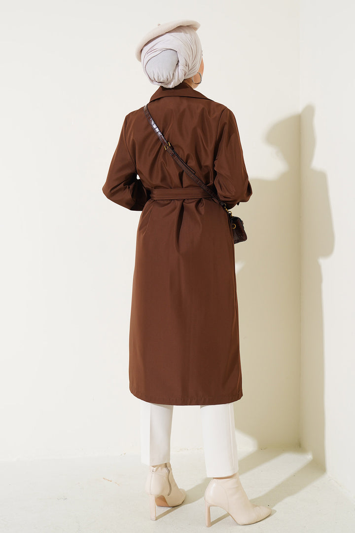 BGD Women Double-Breasted Trench Coat - Brown - Orpington