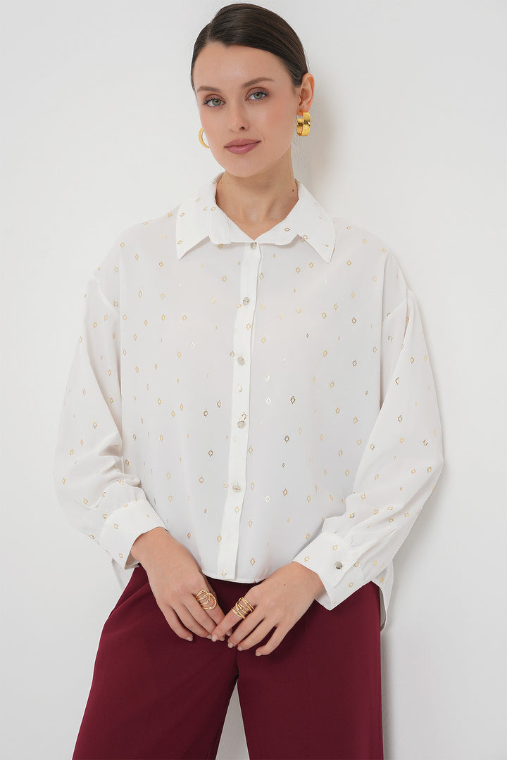 BGD Women Women's Silver Striped Shirt - Off-White - Freehold