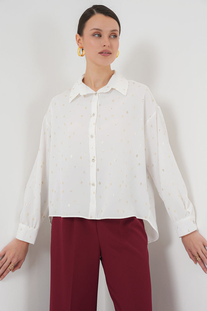 BGD Women Women's Silver Striped Shirt - Off-White - Freehold