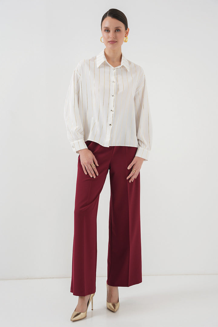 BGD Women Women's Silver Striped Shirt - Off-White - Spartanburg