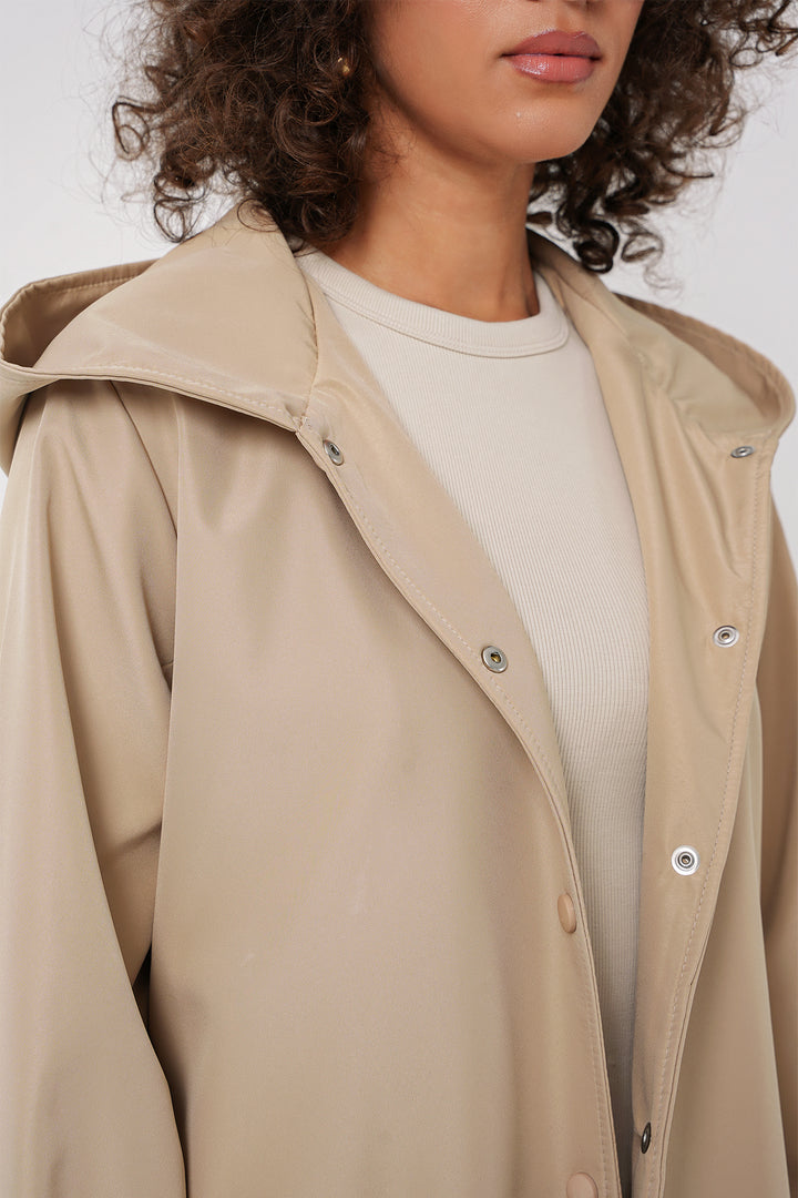BGD Women Hooded Trench Coat - Beige - Jiquílpan de Juárez