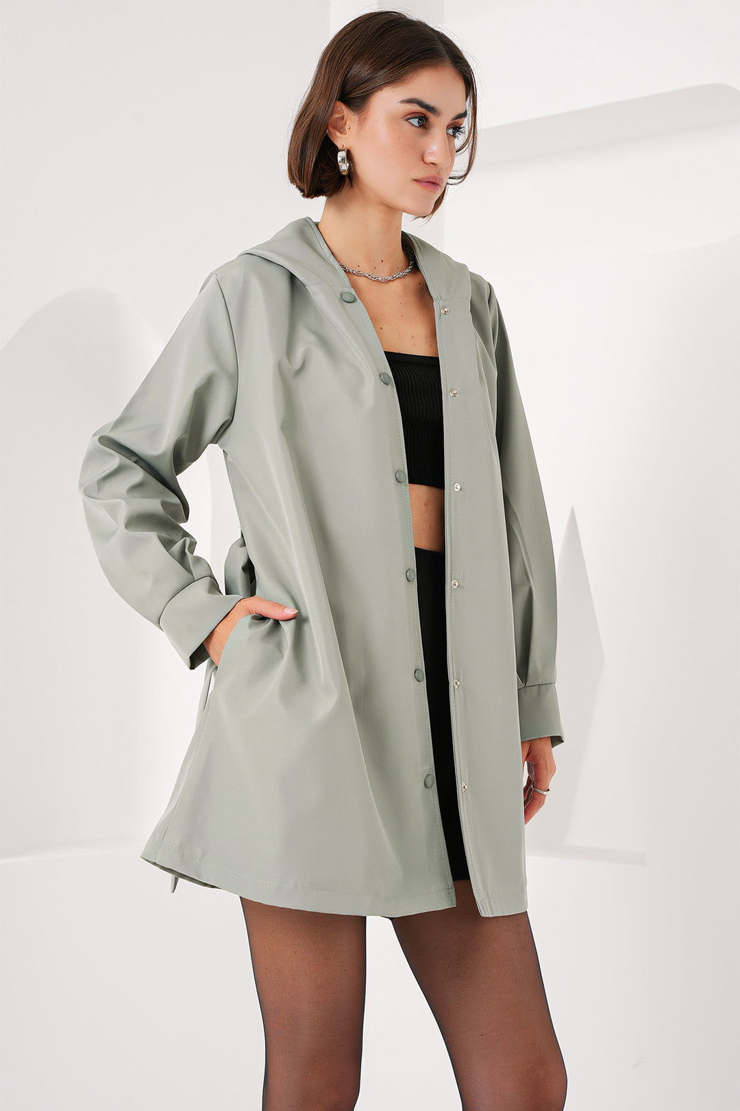 BGD Women Hooded Trench Coat - Çağla - Durham