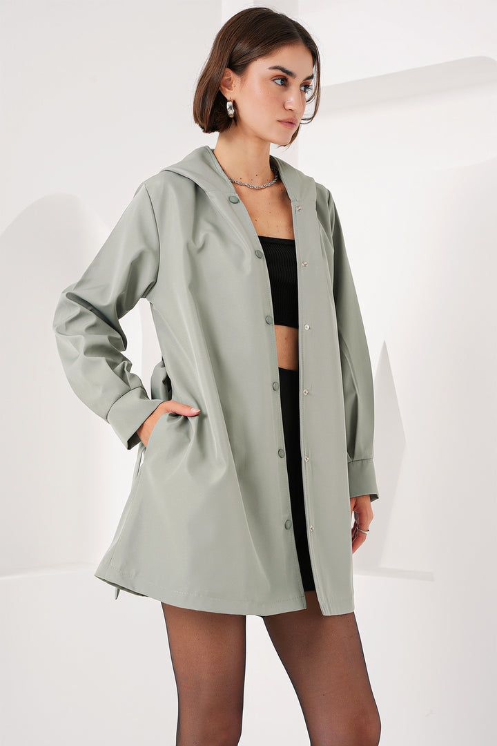 BGD Women Hooded Trench Coat - Çağla - Durham