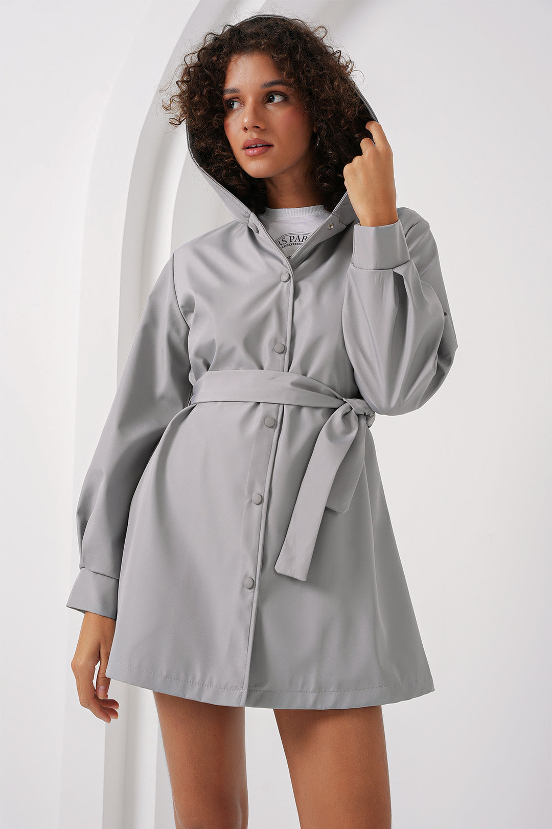 BGD Women Hooded Trench Coat - Gray - Gelsenkirchen